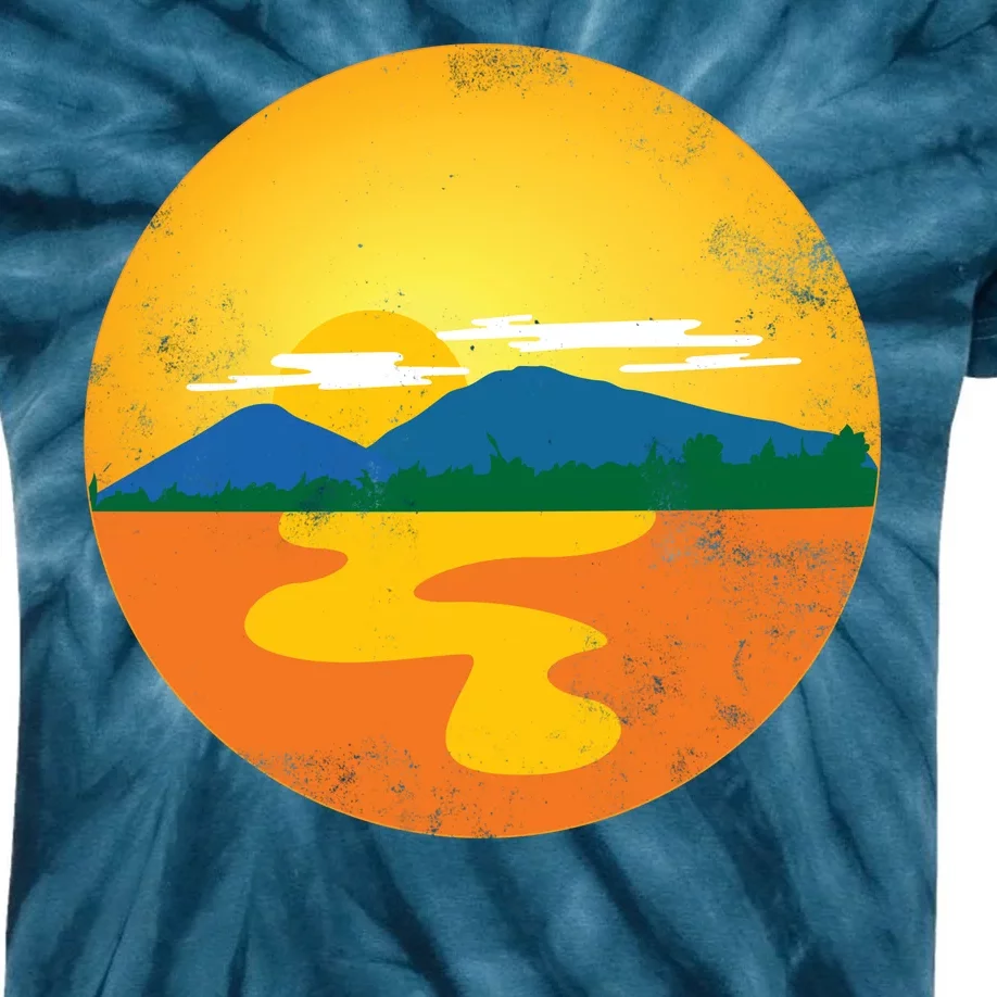 Sunset And Mountains Kids Tie-Dye T-Shirt