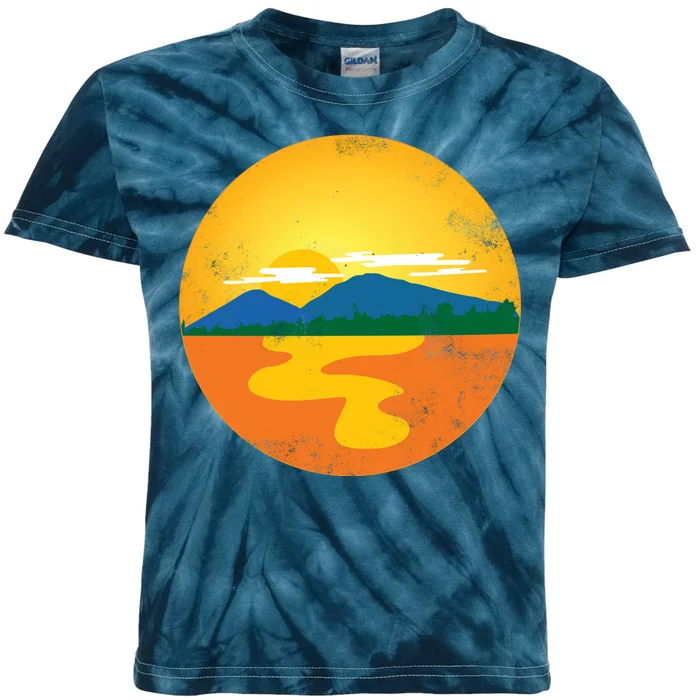 Sunset And Mountains Kids Tie-Dye T-Shirt