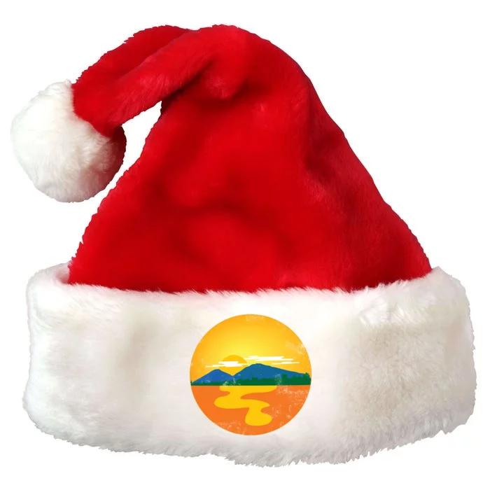 Sunset And Mountains Premium Christmas Santa Hat