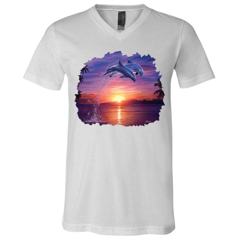 Sunset Dolphins V-Neck T-Shirt