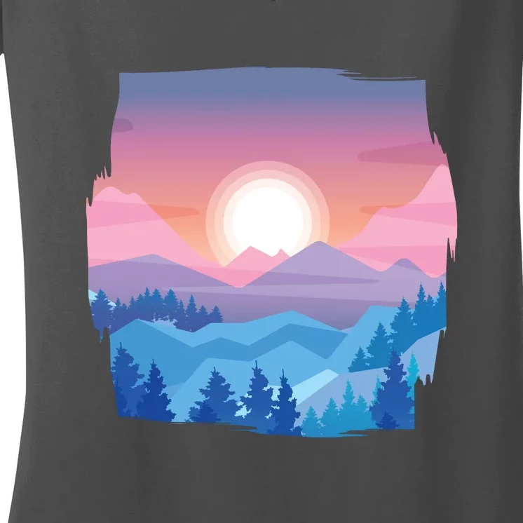 Sunset Mountain Women's V-Neck T-Shirt