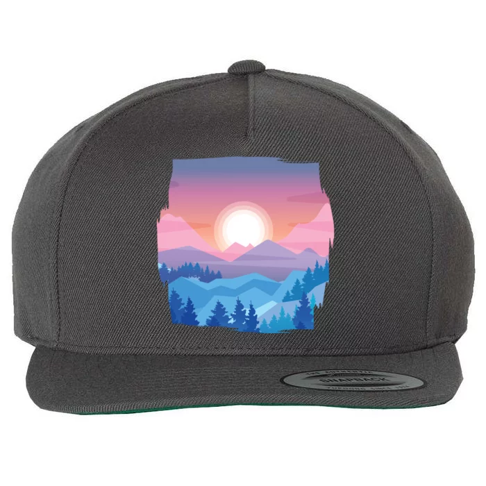 Sunset Mountain Wool Snapback Cap