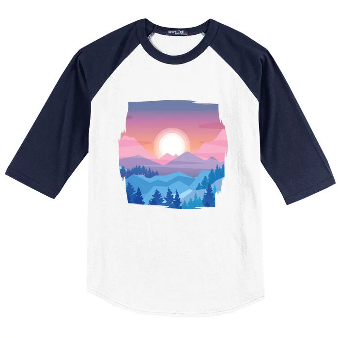 Sunset Mountain Baseball Sleeve Shirt