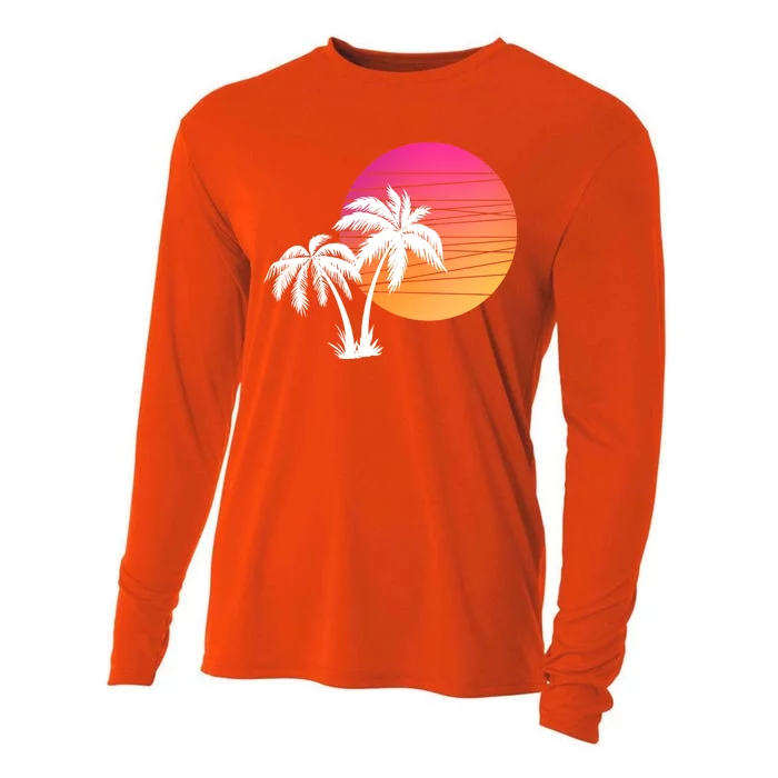 Sunset Palm Trees Cooling Performance Long Sleeve Crew