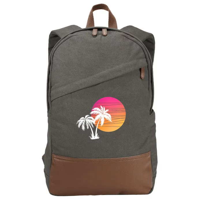 Sunset Palm Trees Cotton Canvas Backpack