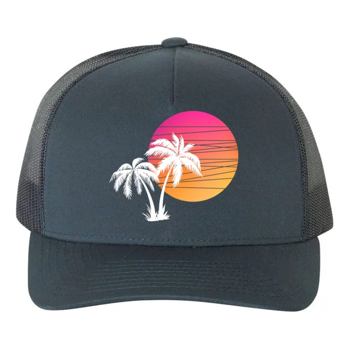 Sunset Palm Trees Yupoong Adult 5-Panel Trucker Hat