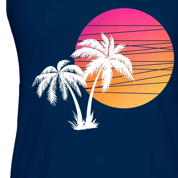 Sunset Palm Trees Ladies Essential Flowy Tank