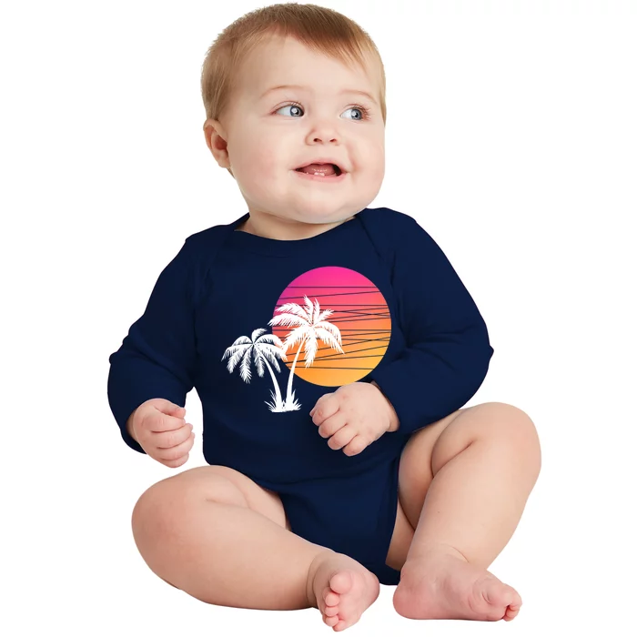 Sunset Palm Trees Baby Long Sleeve Bodysuit