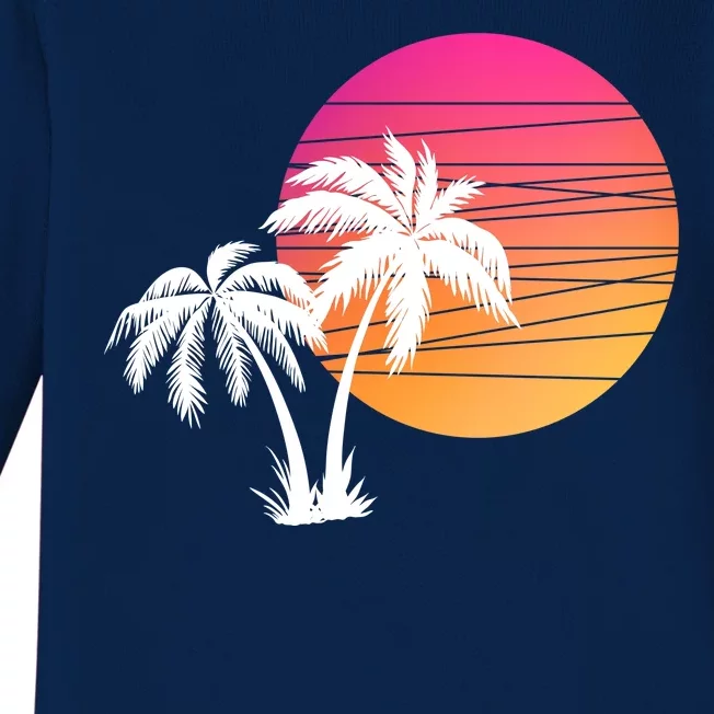 Sunset Palm Trees Baby Long Sleeve Bodysuit