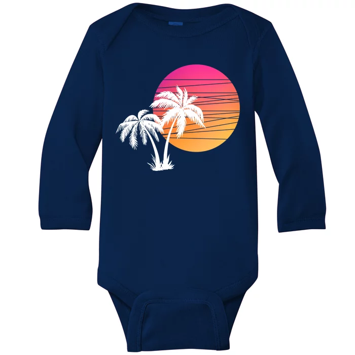 Sunset Palm Trees Baby Long Sleeve Bodysuit