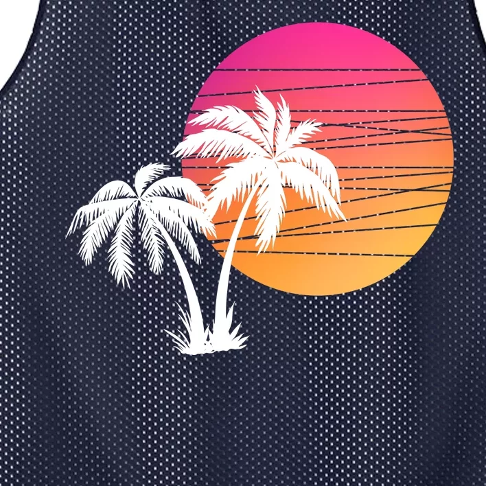 Sunset Palm Trees Mesh Reversible Basketball Jersey Tank