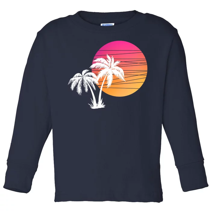 Sunset Palm Trees Toddler Long Sleeve Shirt