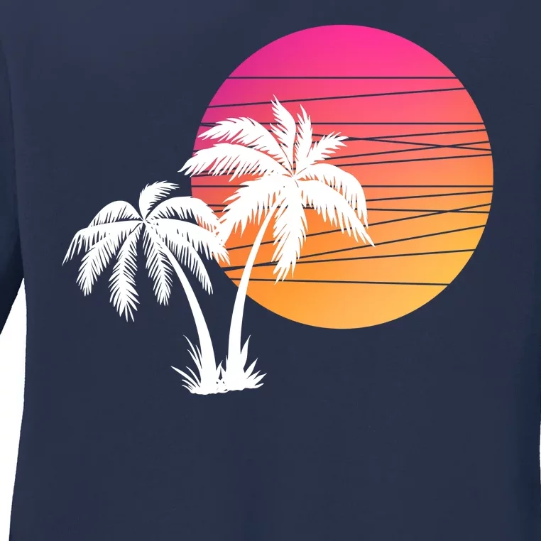 Sunset Palm Trees Ladies Long Sleeve Shirt