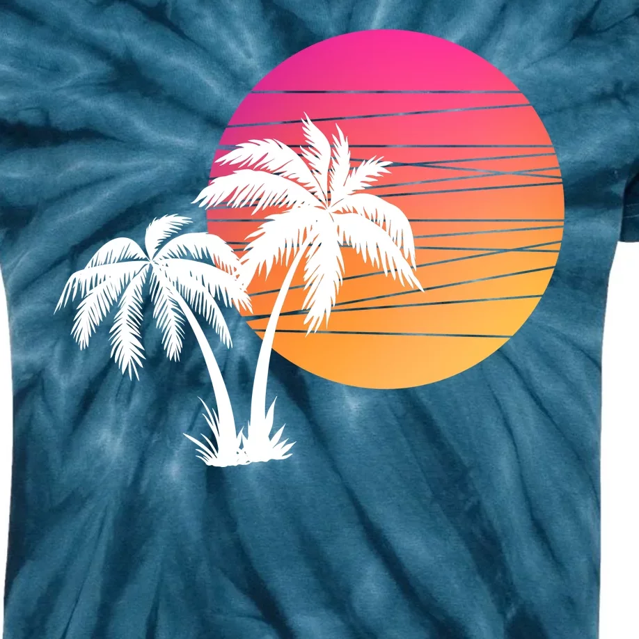 Sunset Palm Trees Kids Tie-Dye T-Shirt