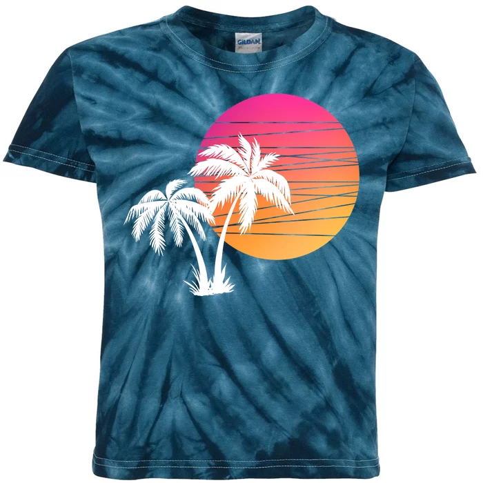 Sunset Palm Trees Kids Tie-Dye T-Shirt