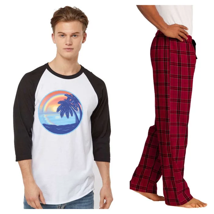 Sunset Rainbow Beach Raglan Sleeve Pajama Set