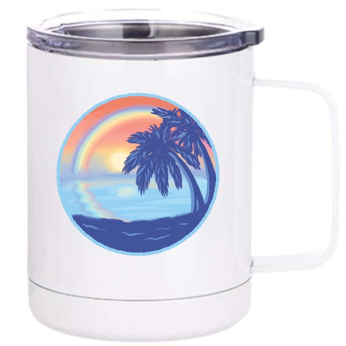 Sunset Rainbow Beach Front & Back 12oz Stainless Steel Tumbler Cup