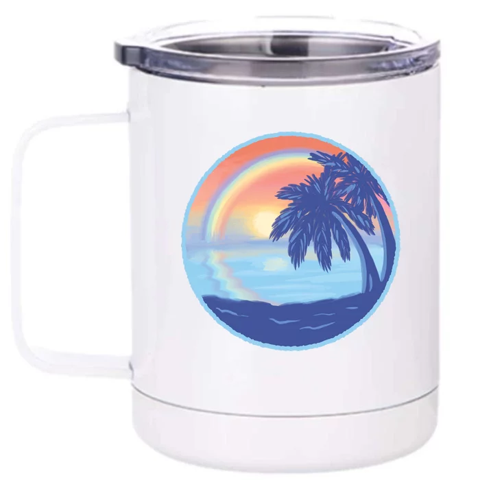 Sunset Rainbow Beach Front & Back 12oz Stainless Steel Tumbler Cup