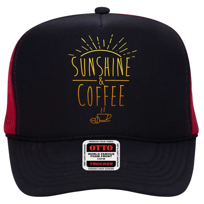 Sunshine And Coffee High Crown Mesh Trucker Hat