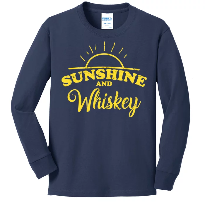 Sunshine And Whiskey Retro Summer Kids Long Sleeve Shirt