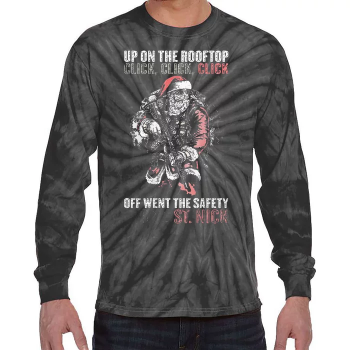 SANTA Up On The Rooftop Click Click Click Tie-Dye Long Sleeve Shirt