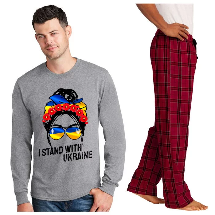 Support Ukraine Pride I Stand With Ukraine Flag Gift Long Sleeve Pajama Set