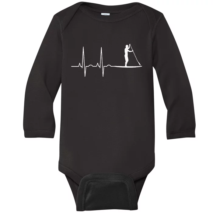 Stand Up Paddling Heartbeat Paddle Board Gift Baby Long Sleeve Bodysuit