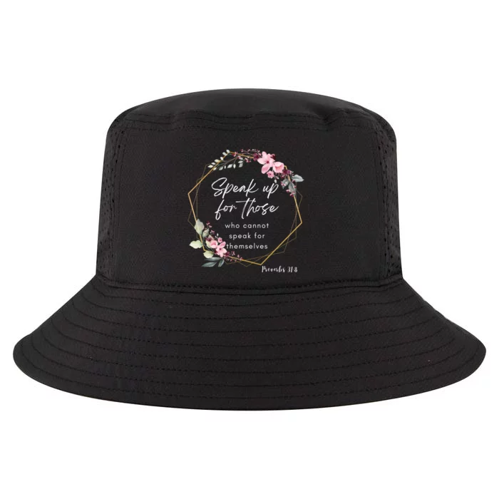 Speak Up Proverbs Christian T Bible Verse Floral Cool Comfort Performance Bucket Hat