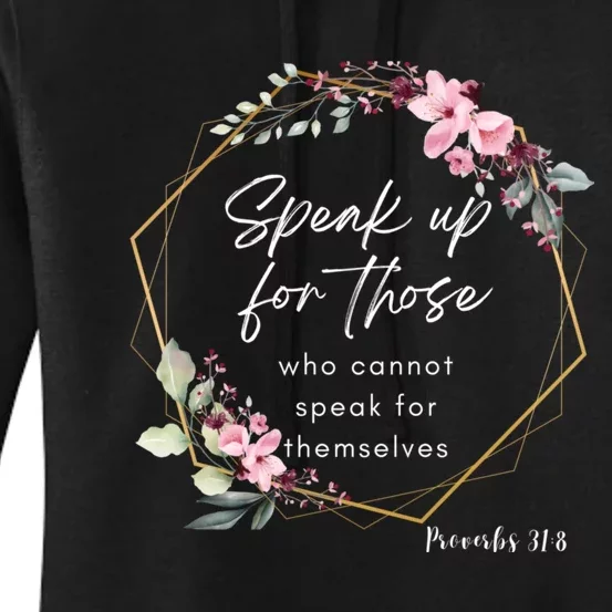 Speak Up Proverbs Christian T Bible Verse Floral Women's Pullover Hoodie