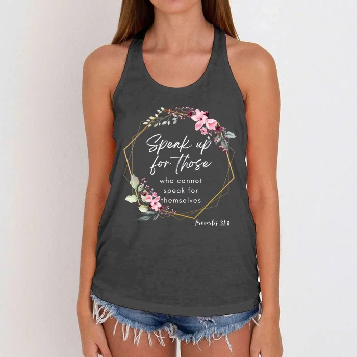 Speak Up Proverbs Christian T Bible Verse Floral Women's Knotted Racerback Tank