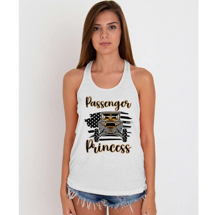 Sxs Utv Passenger Princess Orange Flag Women's Knotted Racerback Tank