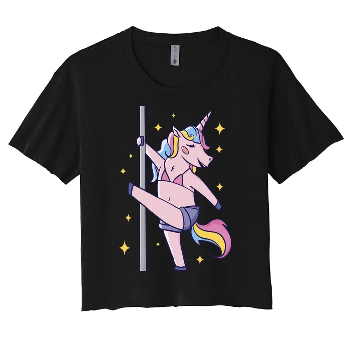 Stripper Unicorn Pole Dancer Women's Crop Top Tee