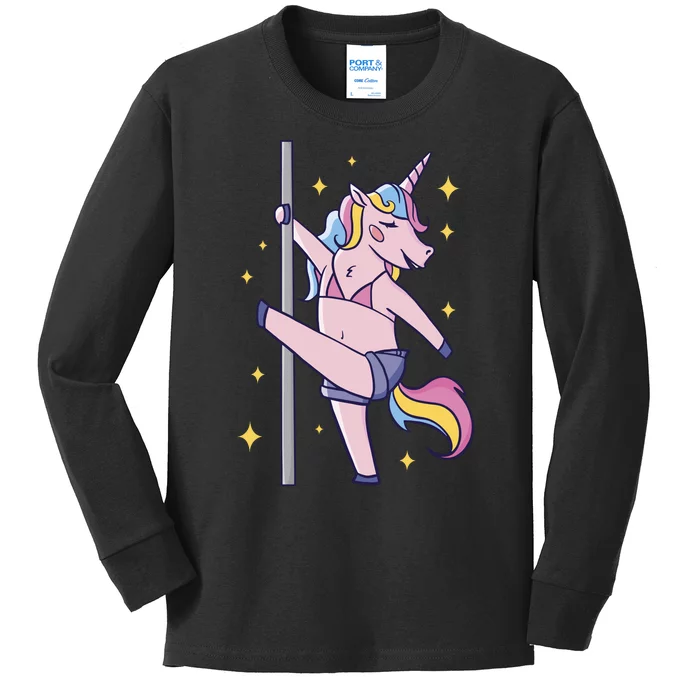 Stripper Unicorn Pole Dancer Kids Long Sleeve Shirt