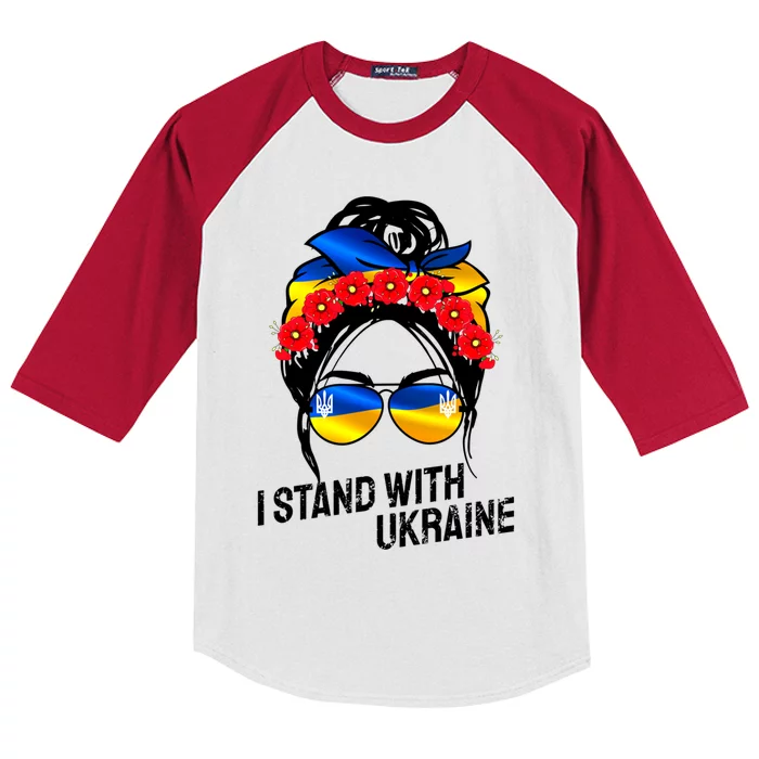 Support Ukraine Pride I Stand With Ukraine Flag Gift Kids Colorblock Raglan Jersey