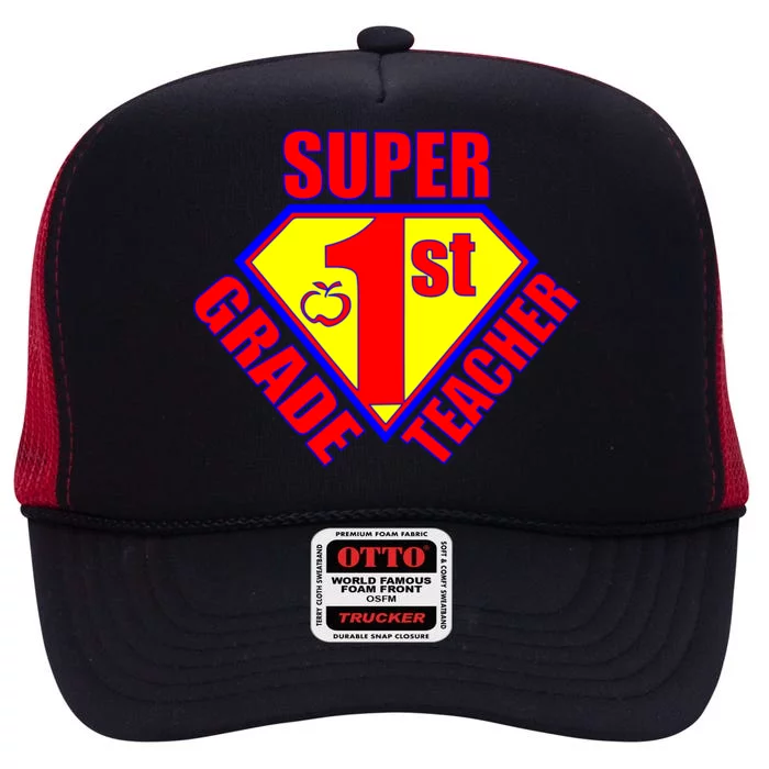 Super 1st Grade Teacher High Crown Mesh Trucker Hat