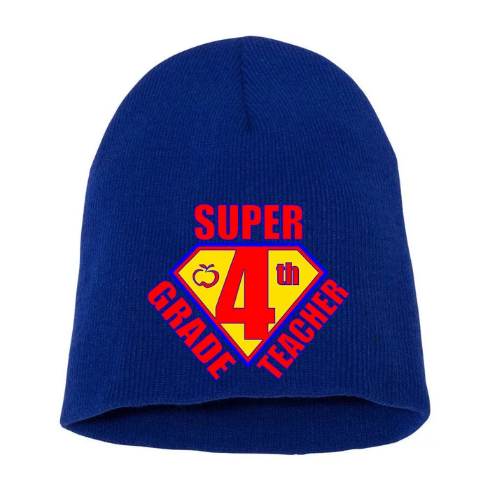 Super 4th Grade Teacher Short Acrylic Beanie