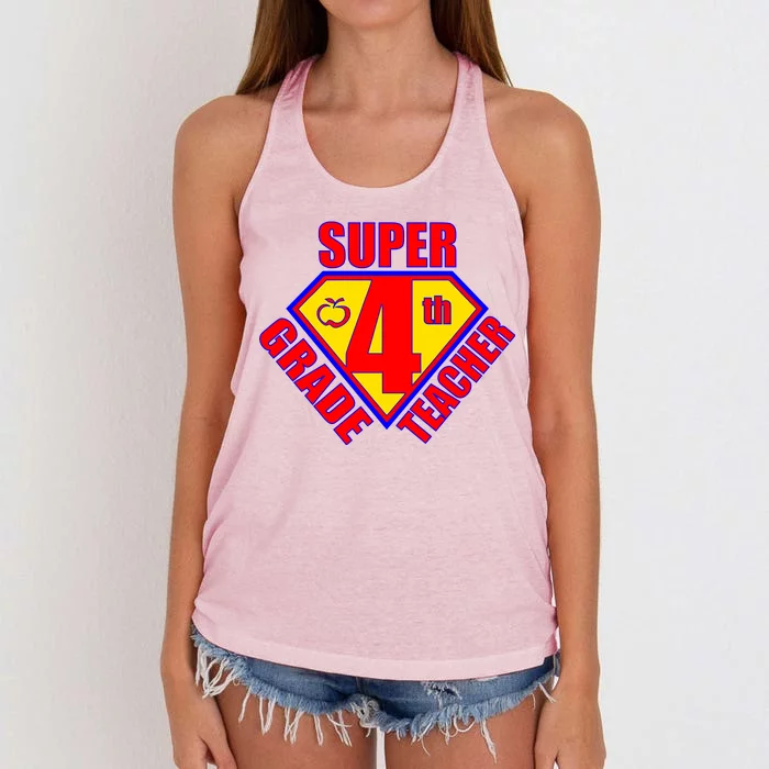 Super 4th Grade Teacher Women's Knotted Racerback Tank