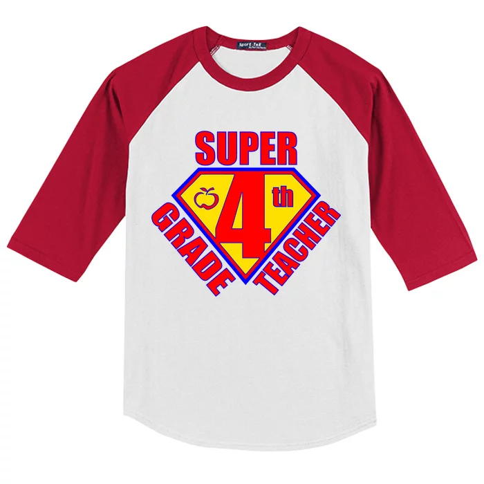 Super 4th Grade Teacher Kids Colorblock Raglan Jersey