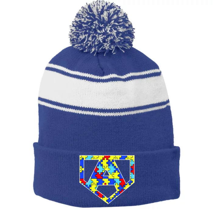 Super Autism Hero Stripe Pom Pom Beanie