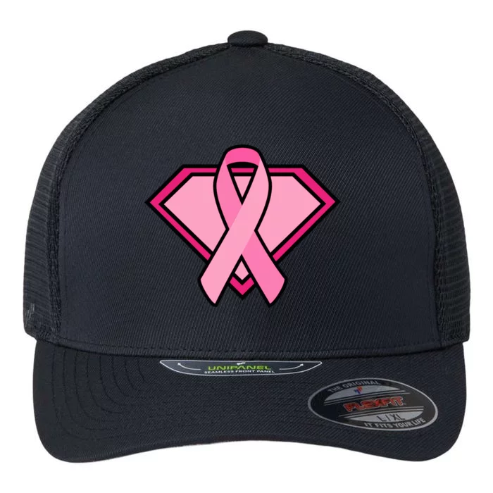 Super Breast Cancer Superhero Flexfit Unipanel Trucker Cap