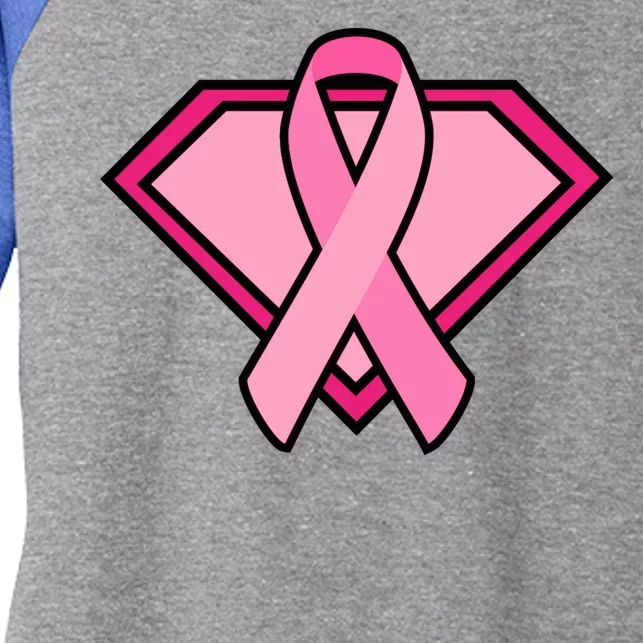 Super Breast Cancer Superhero Women's Tri-Blend 3/4-Sleeve Raglan Shirt