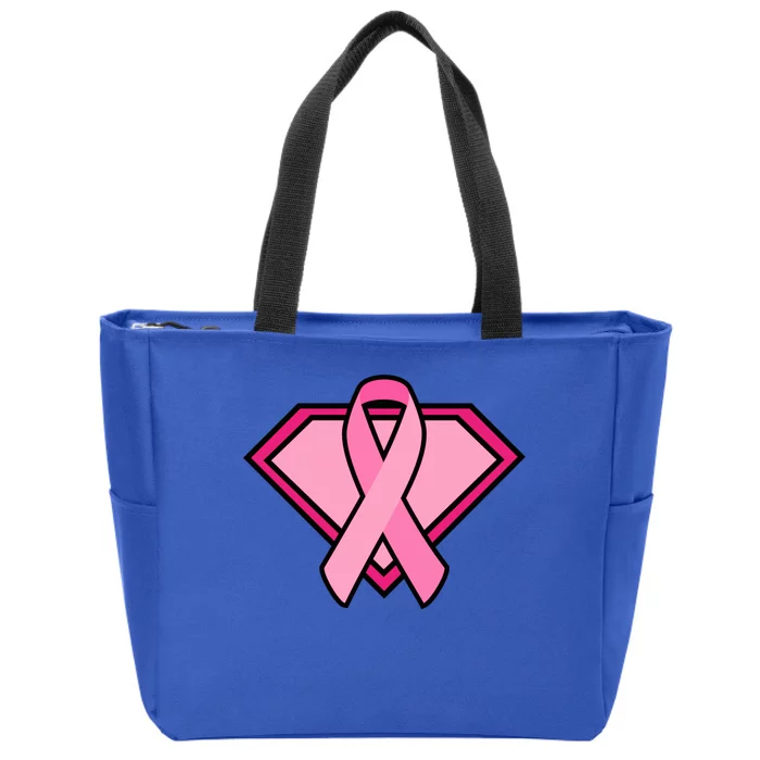 Super Breast Cancer Superhero Zip Tote Bag