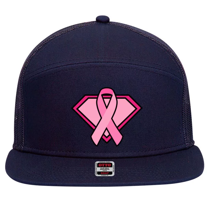 Super Breast Cancer Superhero 7 Panel Mesh Trucker Snapback Hat