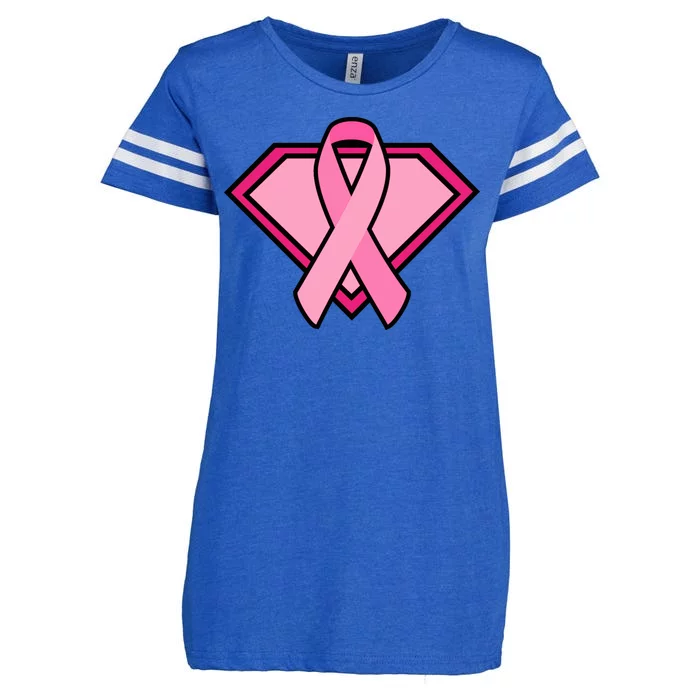 Super Breast Cancer Superhero Enza Ladies Jersey Football T-Shirt