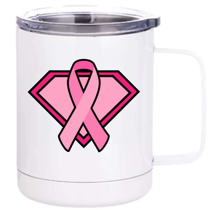 Super Breast Cancer Superhero Front & Back 12oz Stainless Steel Tumbler Cup