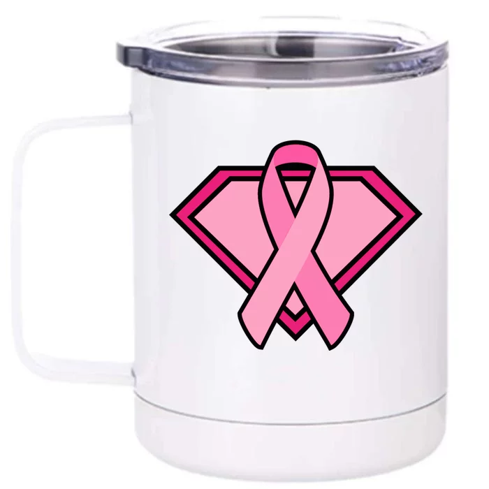 Super Breast Cancer Superhero Front & Back 12oz Stainless Steel Tumbler Cup