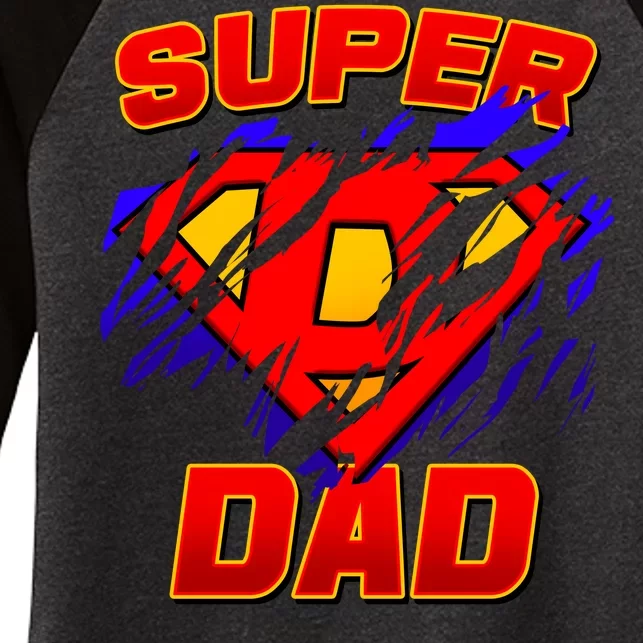 Super Dad Ripped Logo Women's Tri-Blend 3/4-Sleeve Raglan Shirt