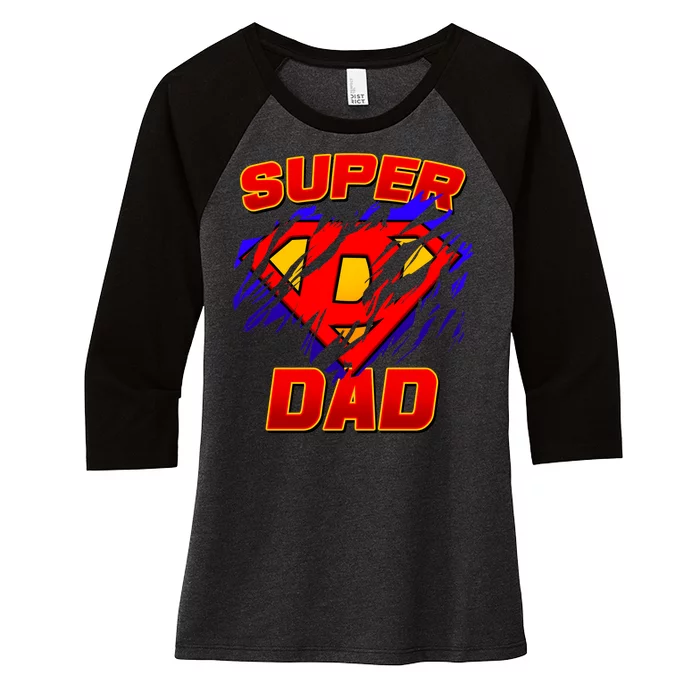 Super Dad Ripped Logo Women's Tri-Blend 3/4-Sleeve Raglan Shirt