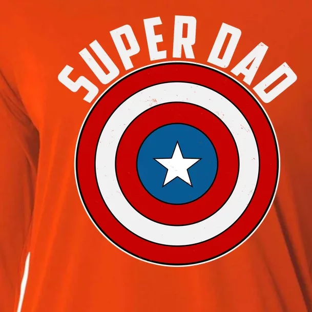 Super Dad Superhero Shield Father's Day Cooling Performance Long Sleeve Crew