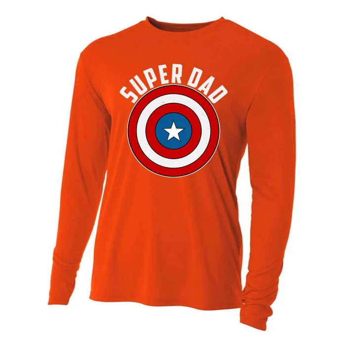 Super Dad Superhero Shield Father's Day Cooling Performance Long Sleeve Crew